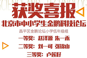 喜報！北京市匯賢學校學子在北京市中小學生金鵬科技論壇比賽中獲獎！